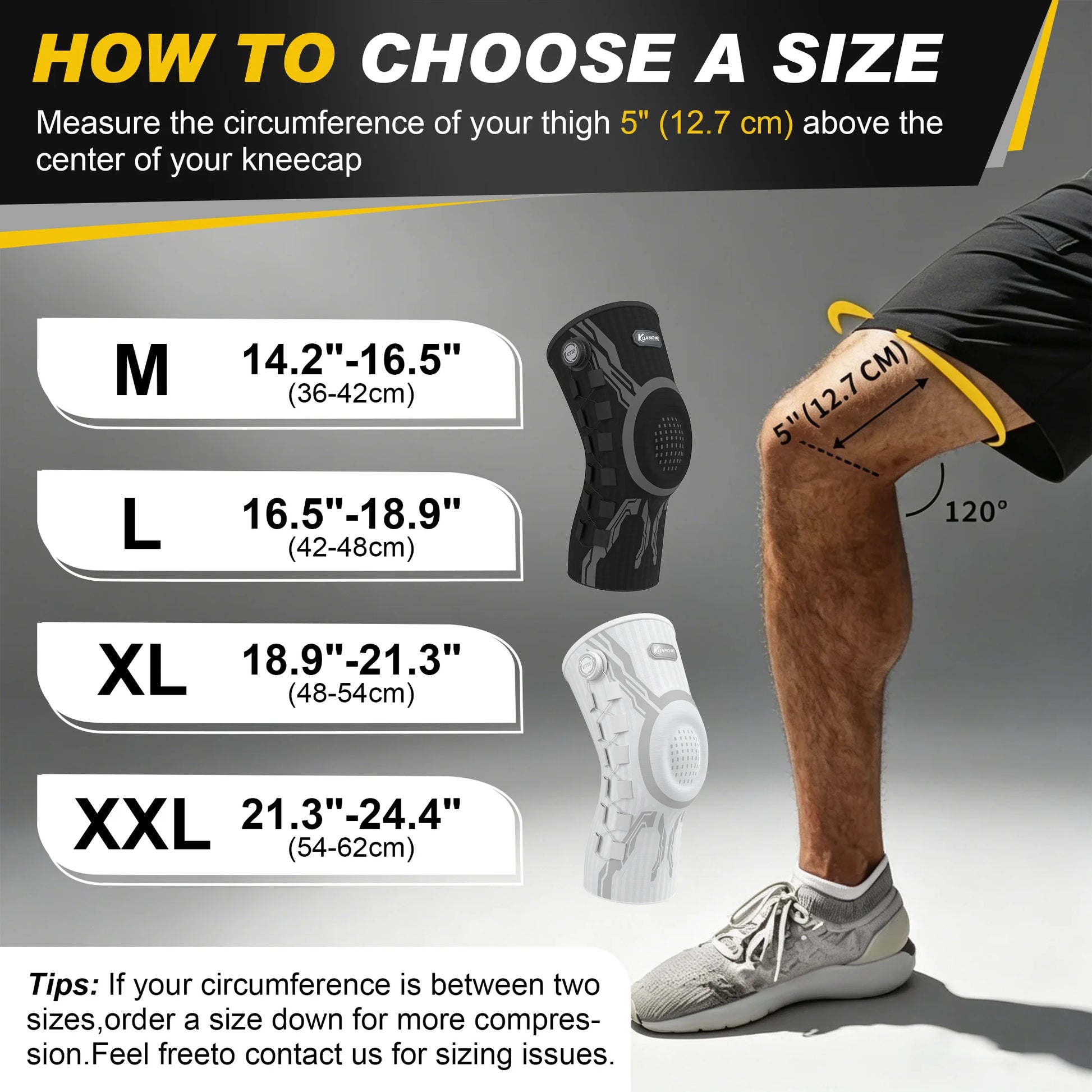 Smart Knob Knee Brace with Patella Gel Pad and Lateral Stabilizer, Compression Knee Brace for Exercise (Single)
