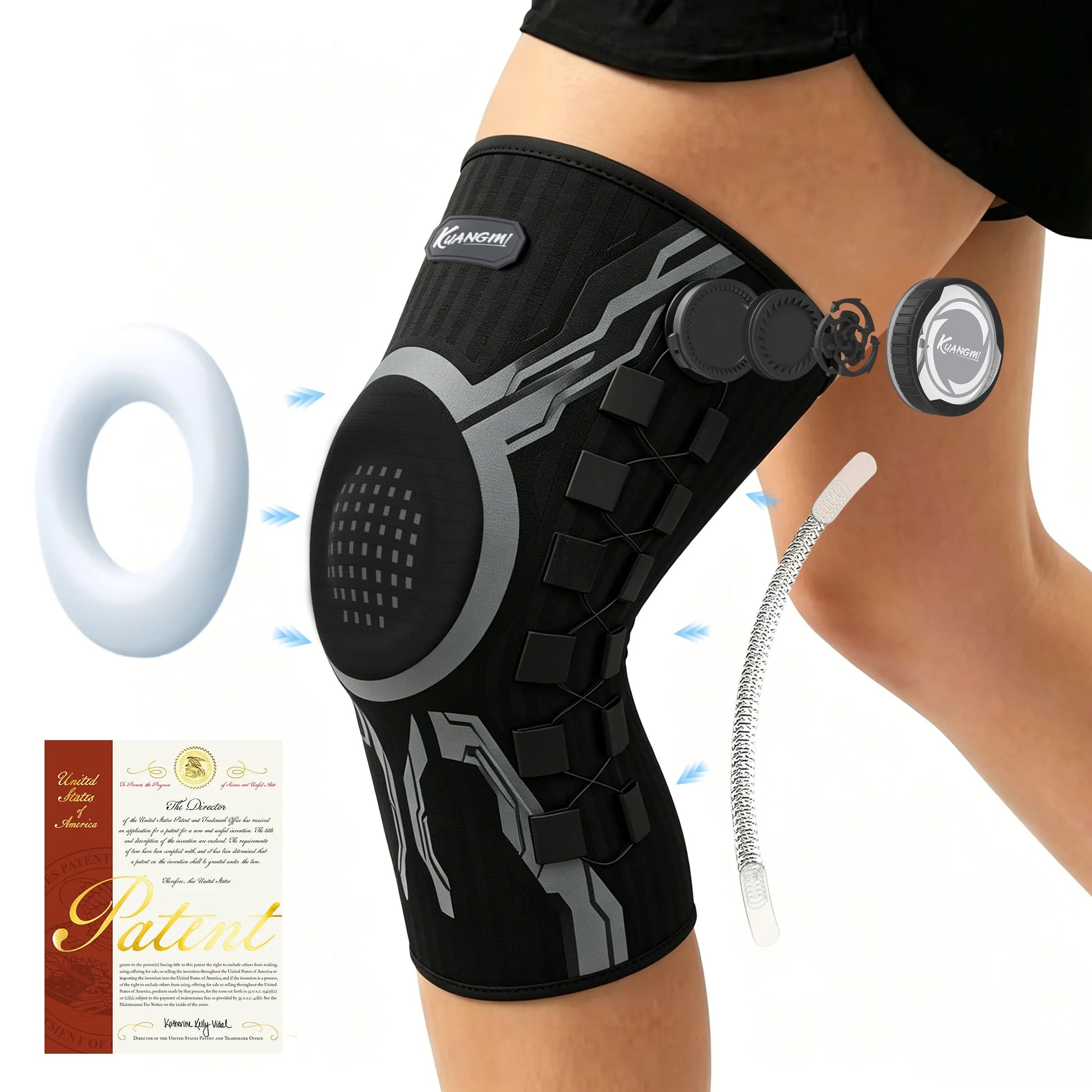 Smart Knob Knee Brace with Patella Gel Pad and Lateral Stabilizer, Compression Knee Brace for Exercise (Single)